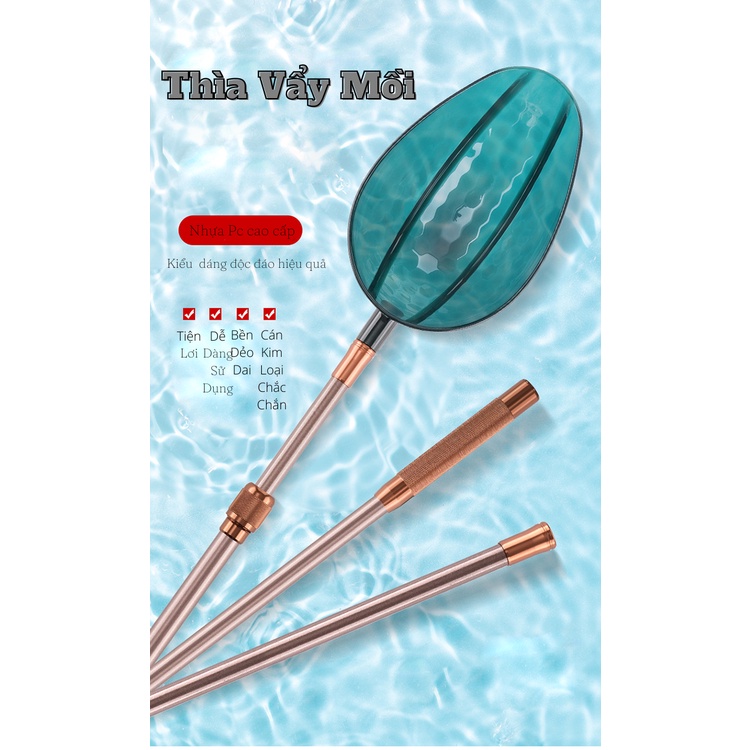 Thìa Vẩy Mồi , Vẩy trục , chuyên dụng câu Đài , thân Cacbon , tay cần Hợp Kim có Rãnh chống trơn trượt