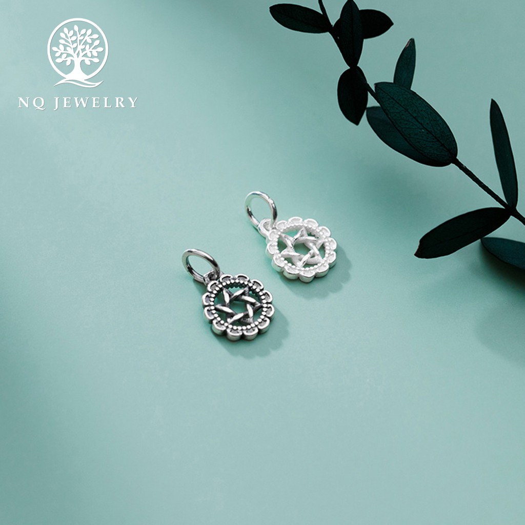 Charm bạc tròn ngôi sao treo - NQ Jewelry