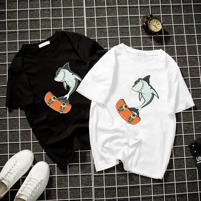 Áo thun nam nữ form rộng tay lỡ cá mập trượt ván vải dày mịn 2021T3252