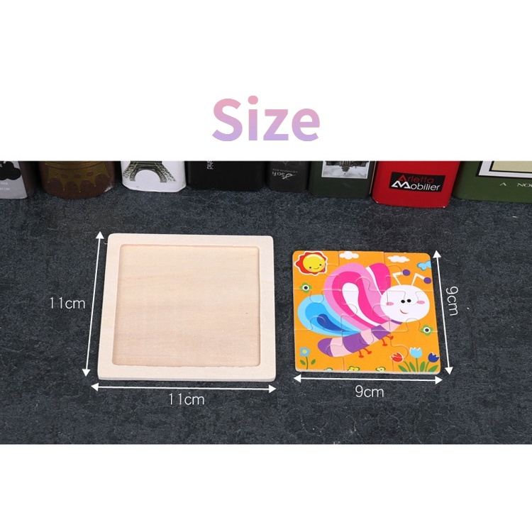 Đồ Chơi Xếp Hình Bằng Gỗ 11X11cm Hình Động Vật Hoạt Hình