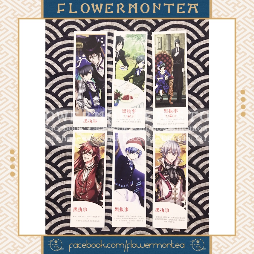 Set 6 Thẻ Đánh Dấu Sách | Bookmark Giấy - Kuroshitsuji | Hắc Quản Gia