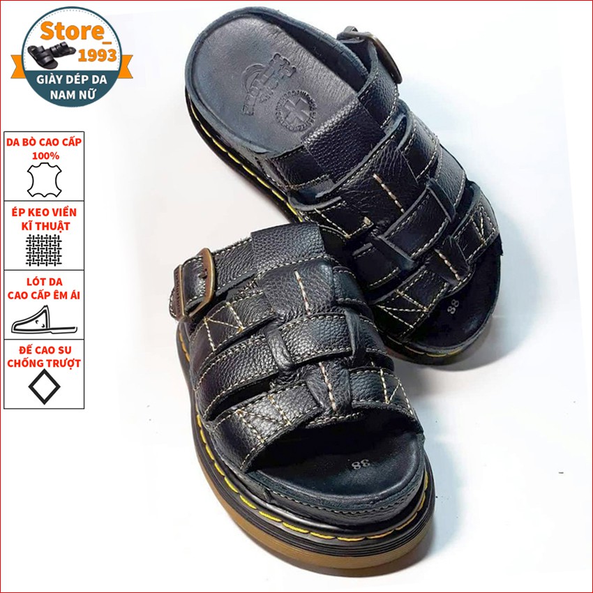 Dép Nam Doctor Dr.Martens Quai Ngang Da Bò Cao Cấp VNSX 65D2