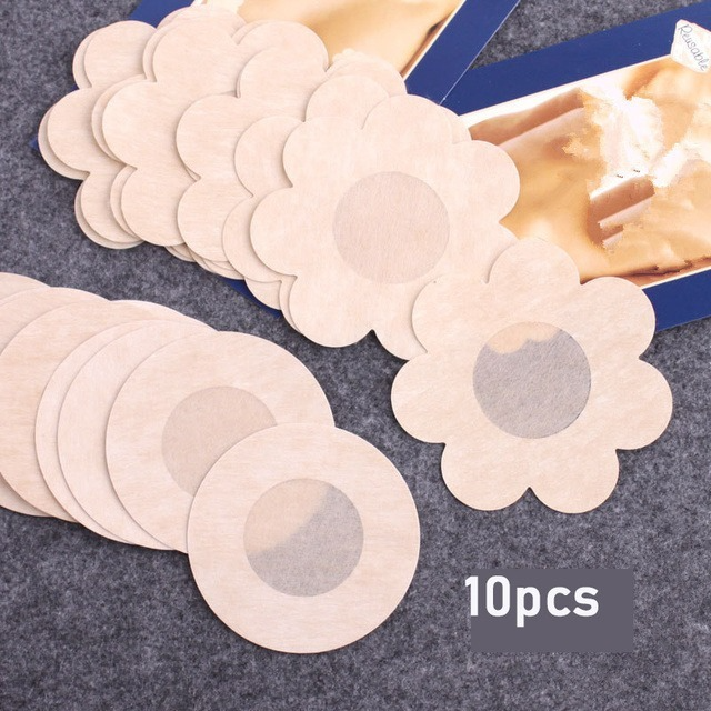 Set 10 Miếng Đệm Ngực Bằng Vải Dệt Vô Hình Cho Nữ ​Miếng Dán Trang Trí Không Để Lại Dấu Vết Dành Cho Nữ