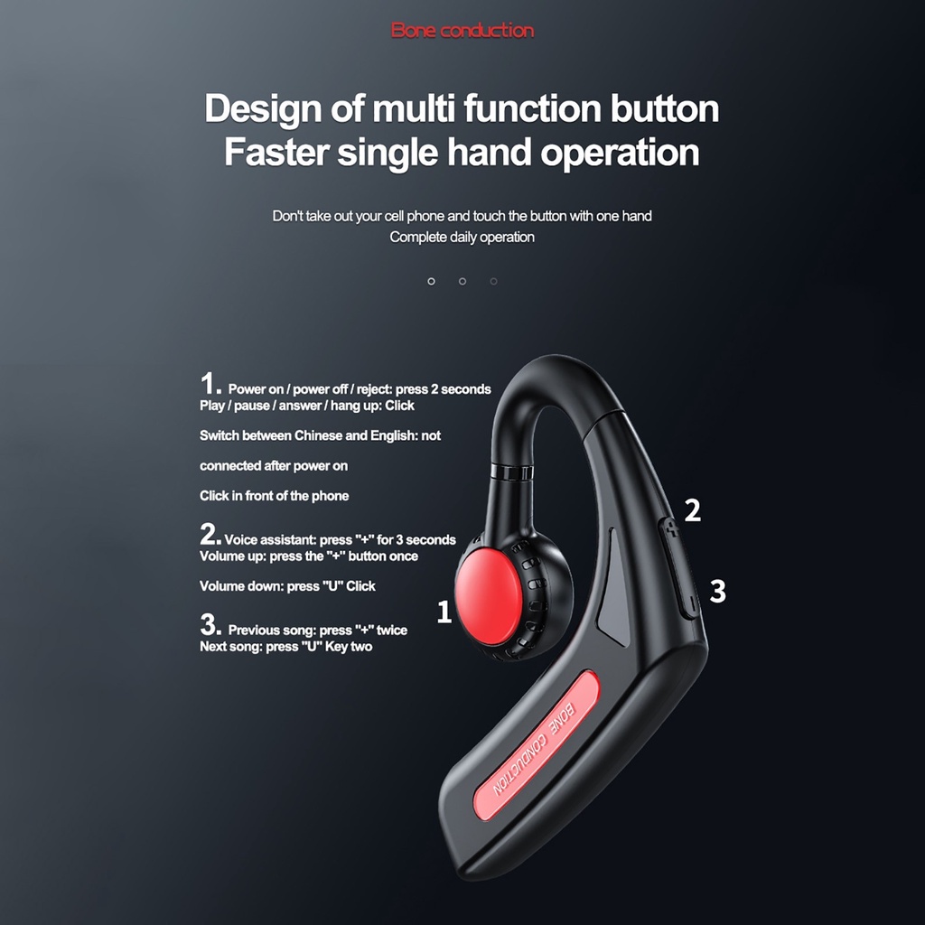 Tai Nghe Bluetooth Gắn Vành Tai Truyền Âm Qua Xương