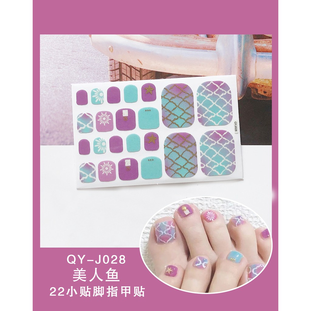 40 mẫu miếng dán móng chân nail nhũ đính đá N05 Mix mẫu