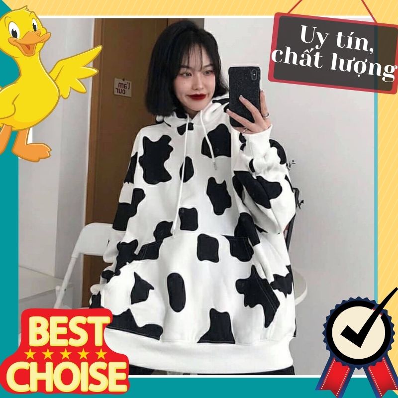 HD01 Áo khoác nỉ hoodie bò sữa siêu xinh cho nam nữ đi chơi đi học