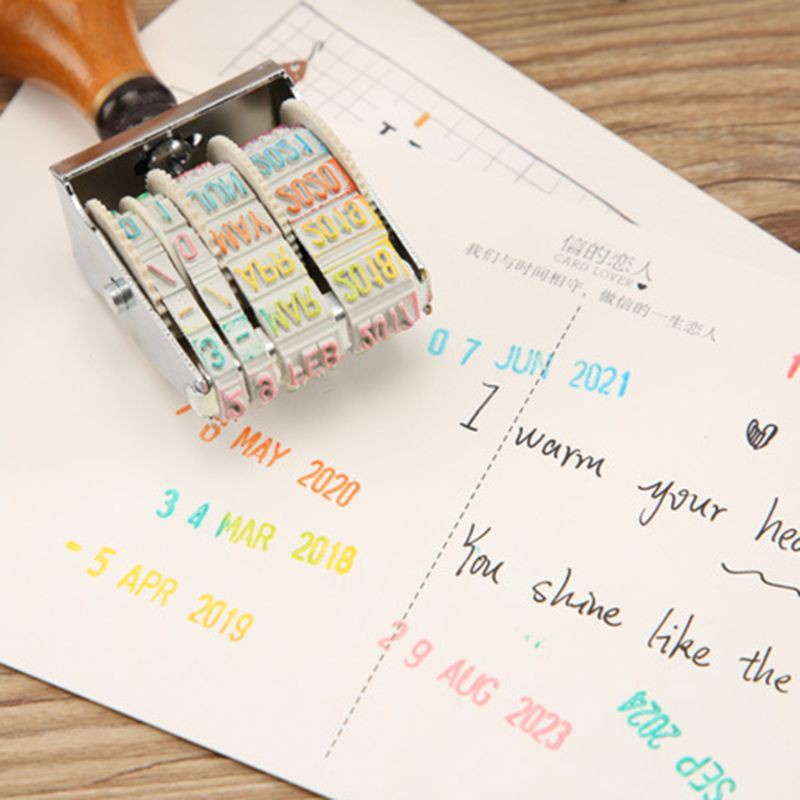 Dụng Cụ Đóng Dấu Ngày Tháng Năm Bằng Gỗ Phong Cách Vintage Trang Trí Sổ Tay Diy