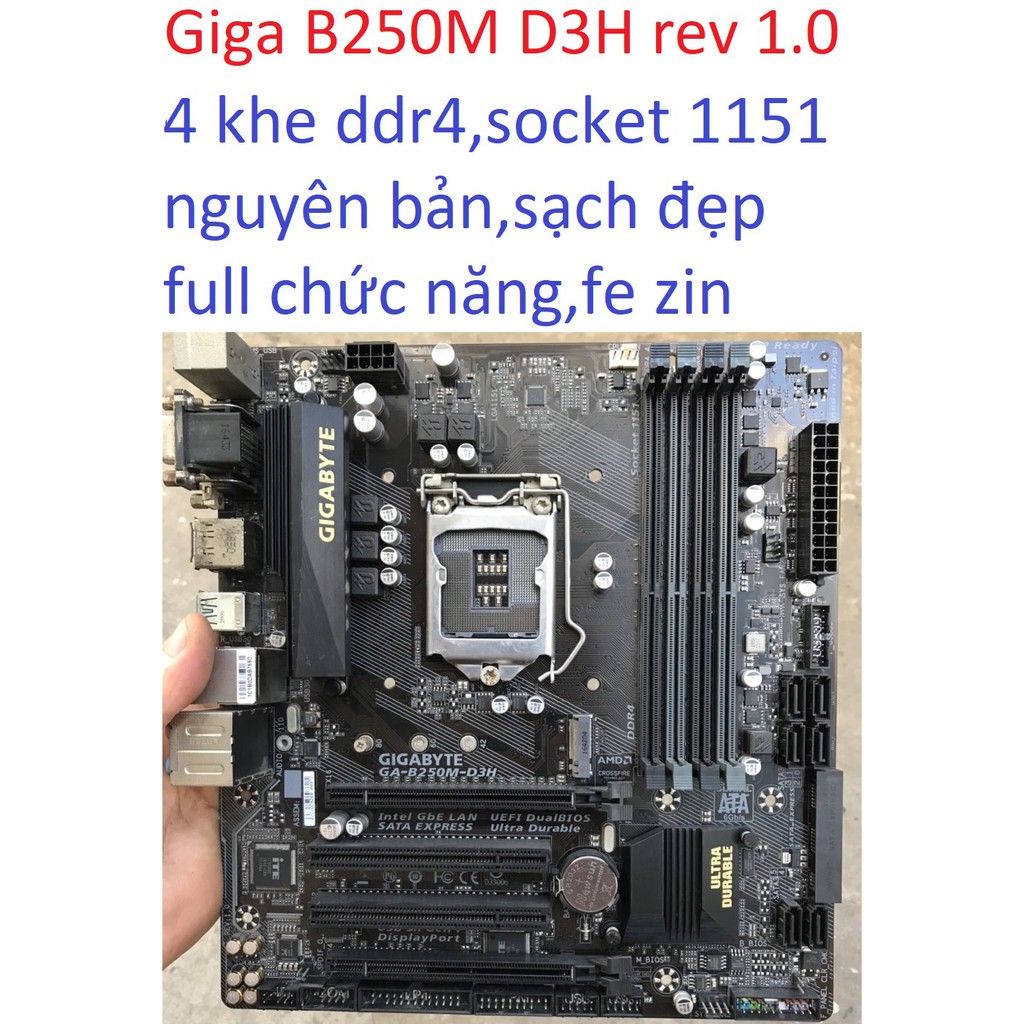 bo mạch chủ máy tính Giga B250M D3H 4 khe ram ddr4 socket 1151 v1 mainboard Main PC B250 Gigabyte rev 1.0