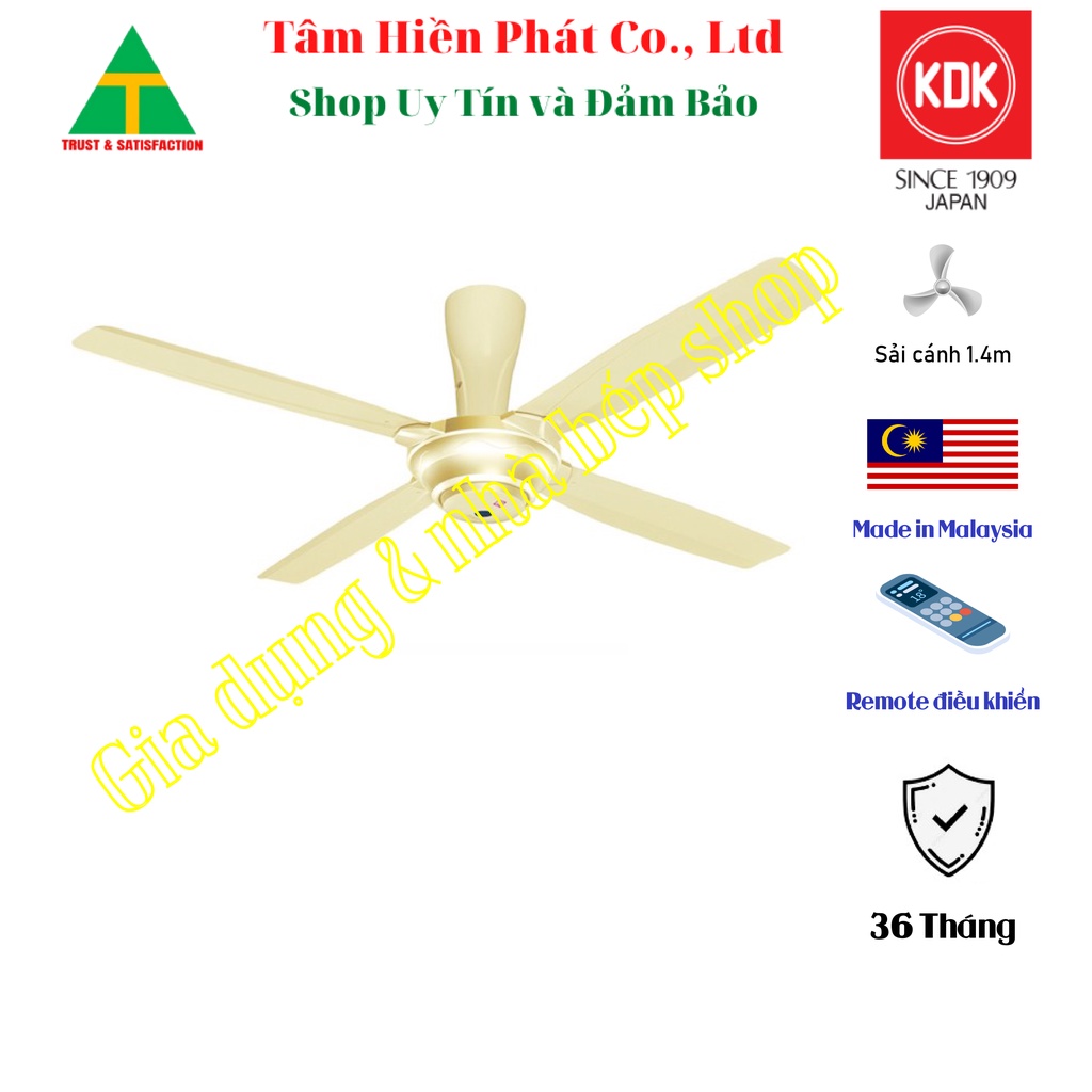 QUẠT TRẦN 4 CÁNH KDK M56PR ( VÀNG- BẠCH KIM) - HÀNG CHÍNH HÃNG 52W - CHIỀU DÀI TI 40CM - BH 2 NĂM