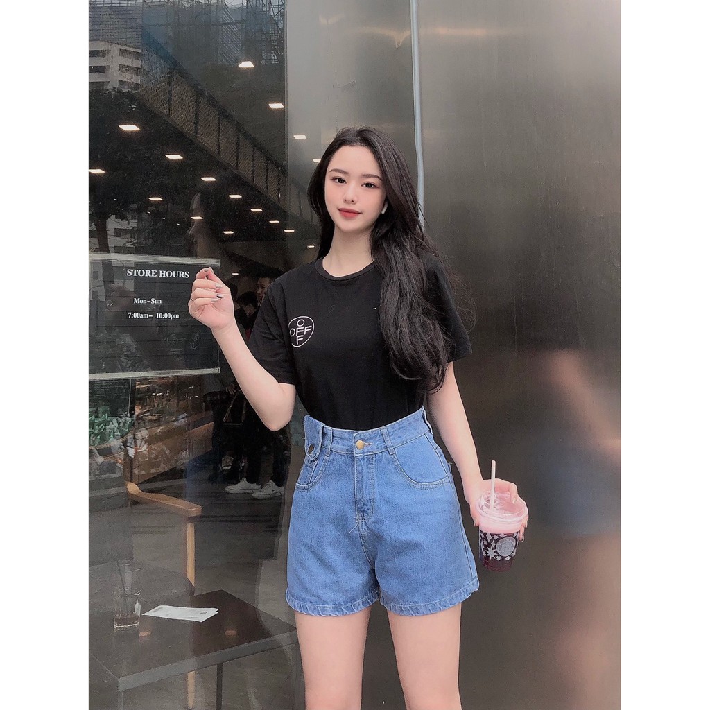 Quần đùi jean nữ thể thao, quần short bò lửng nữ cao cấp phong cách ulzzang thời trang Dyn's House-Q104 | BigBuy360 - bigbuy360.vn