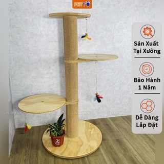 Cat tree cho mèo petto bằng gỗ đồ cào móng cho mèo nhiều tầng độc đáo sử dụng thảm poly có độ bền cao ct046