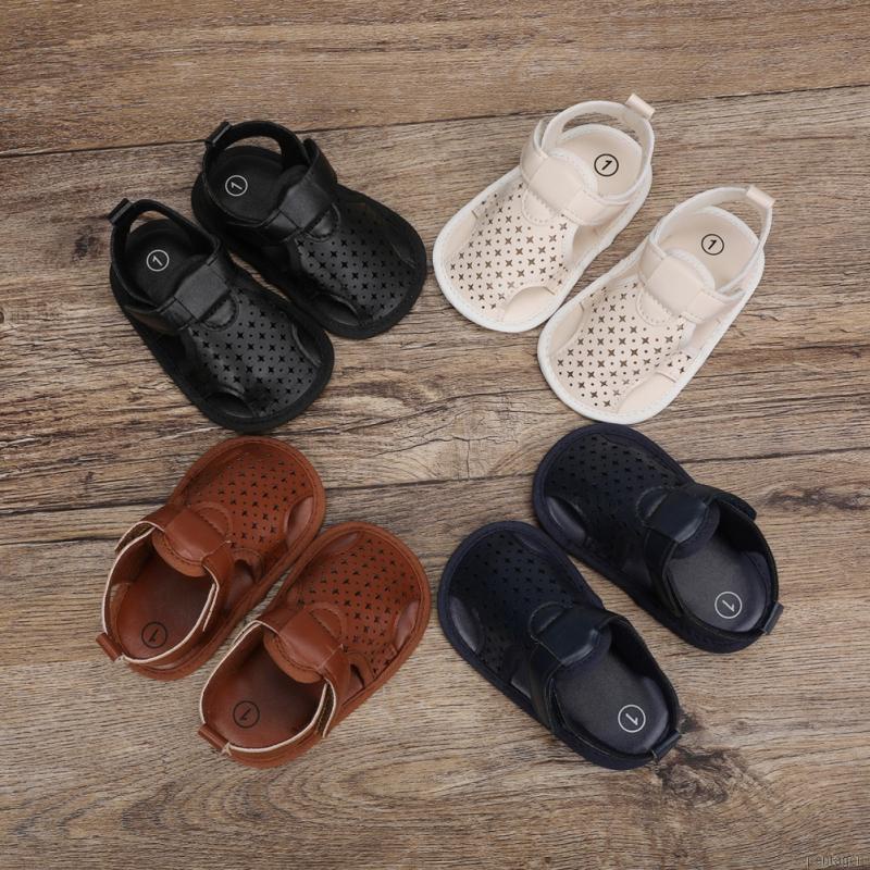 Xăng đan da PU đế mềm chống trượt thoáng khí cho trẻ em 0-18 tháng tuổi