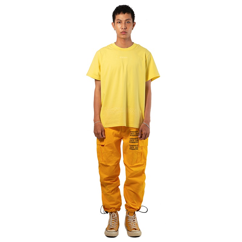 5THEWAY® /public icon/ BIG LOGO SQUARE TEE in LIME LIGHT aka Áo Thun Tay Ngắn Màu Vàng