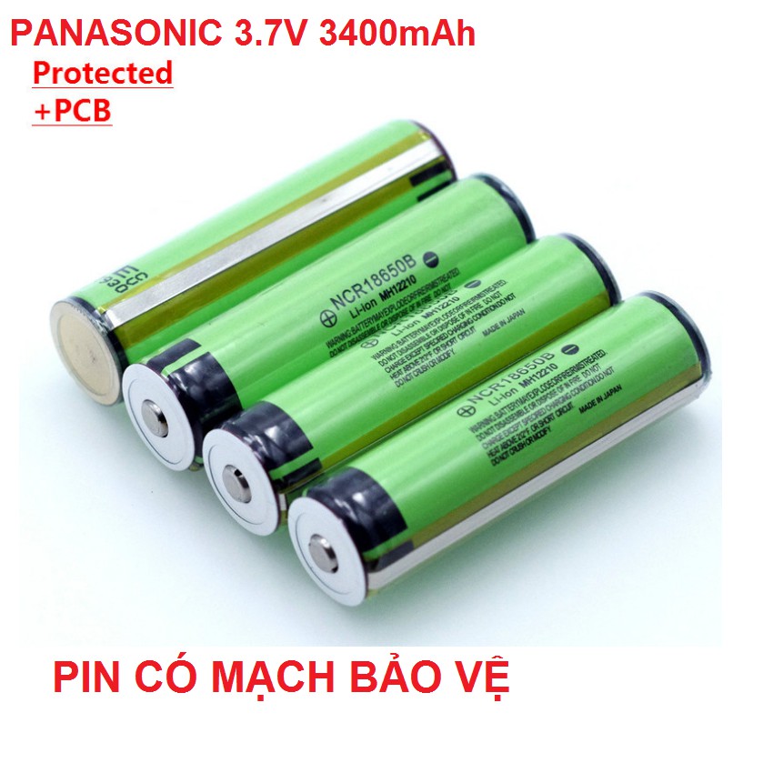 Pin 18650 3.7v 3400mah panasonic có mạch bảo vệ dùng Box Sạc Dự Phòng, Đèn Pin