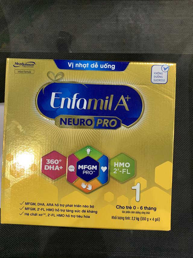 Sữa bột Enfamil A+ Neuropro 1 Vị nhạt dễ uống với dưỡng chất DHA &amp; MFGM – 2.2kg