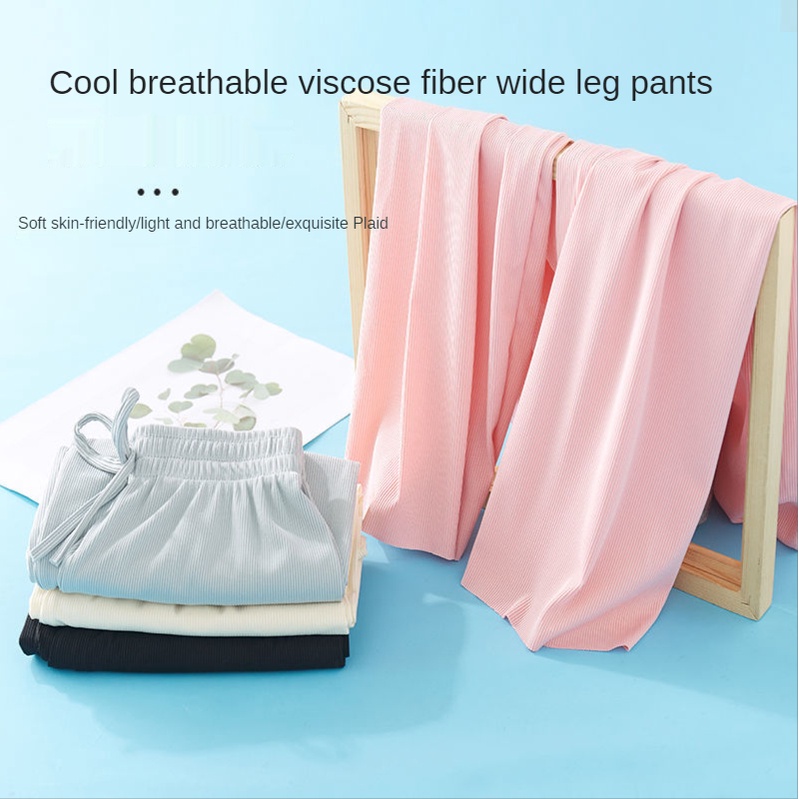 Quần dài ống rộng vải lụa mát nhanh khô thời trang mùa hè cho bé gái