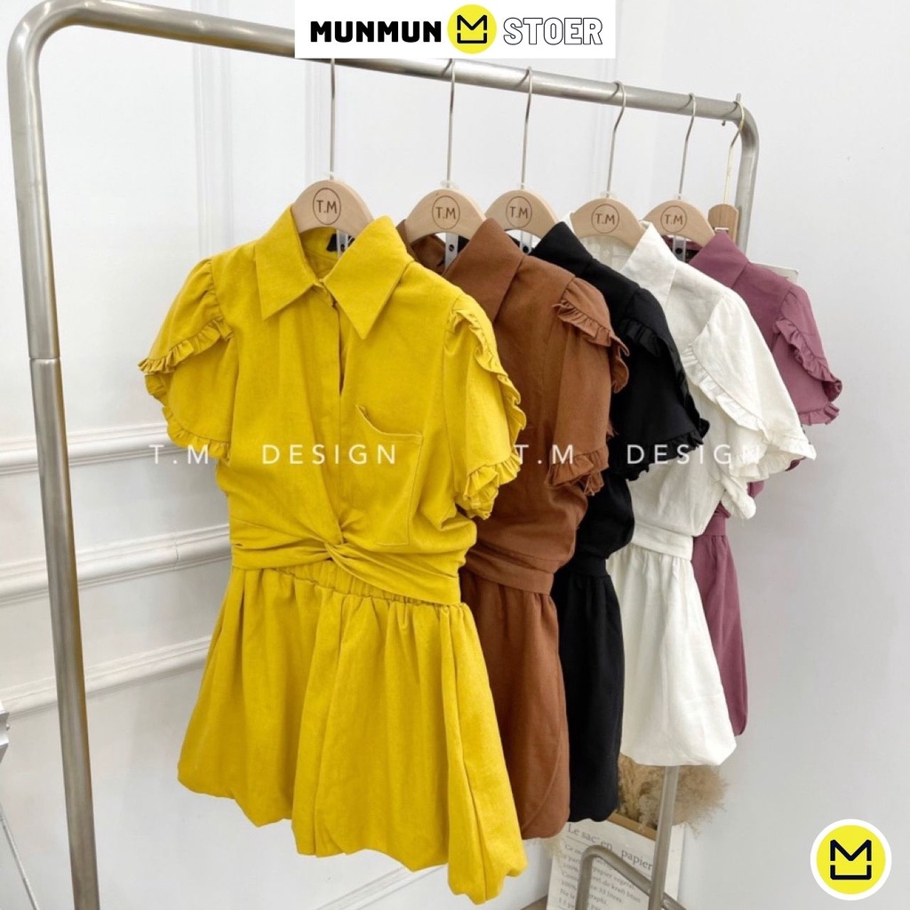 Set đồ gồm áo và quần cộc form chuẩn không kén dáng thiết kế sang chảnh-HG