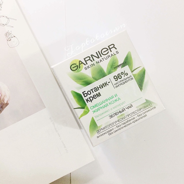 Kem dưỡng Garnier Botanic Green Tea Cream dưỡng da mềm mướt, ngừa viêm