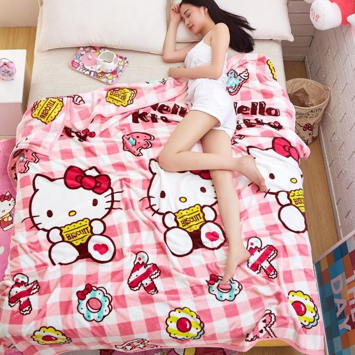 Chăn lông cừu 9.9 2 140x200 in hình Hello Kitty dễ thương