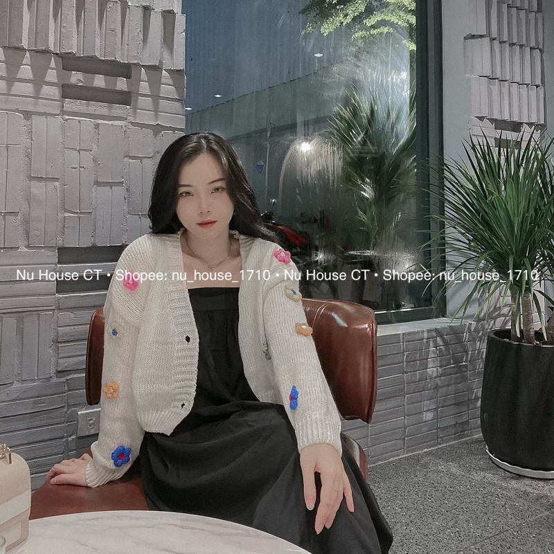 Áo khoác cardigan len thêu hoa nổi nữ kèm clip và ảnh thật chính chủ Nu House