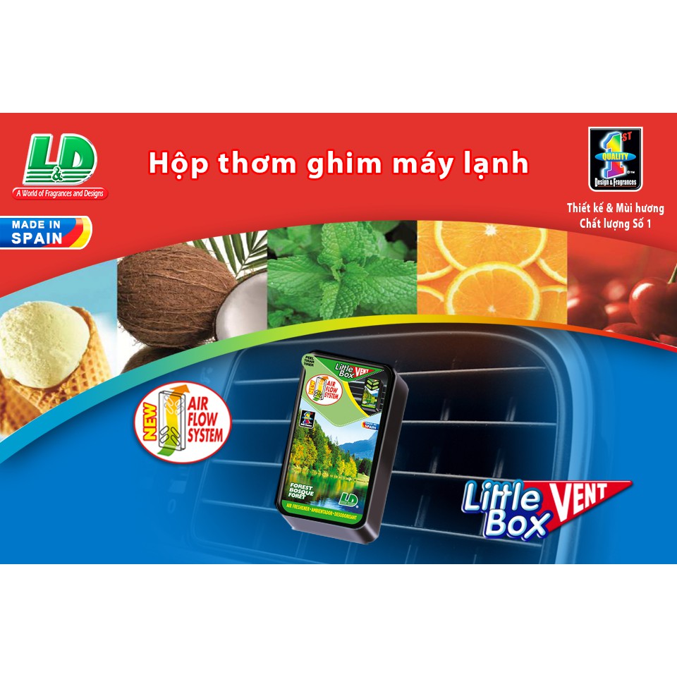 Hộp Thơm Ghim Máy Lạnh L&amp;D Little Box Forest 5ml Nhập Khẩu Chính Hãng