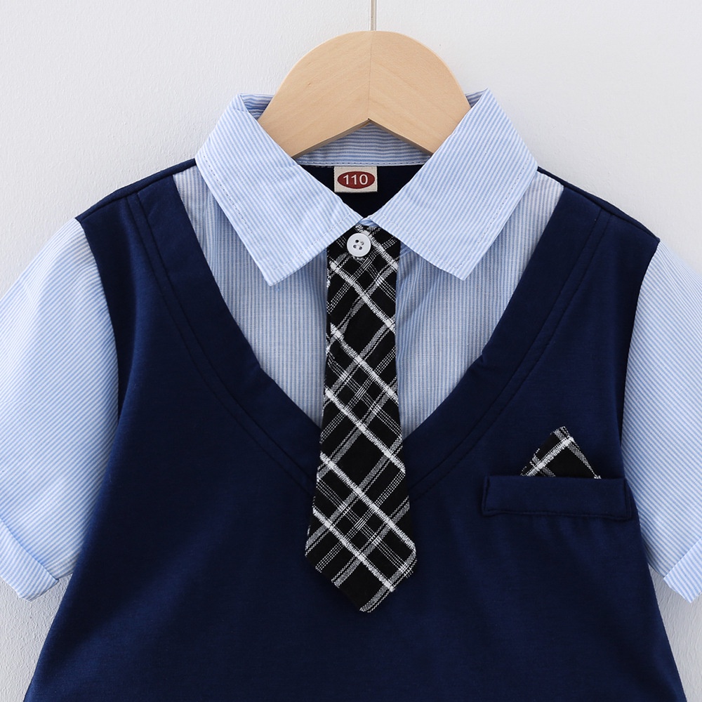 Bộ áo Vest + quần short + cà vạt thời trang lịch lãm cho bé trai kiểu hàn quốc