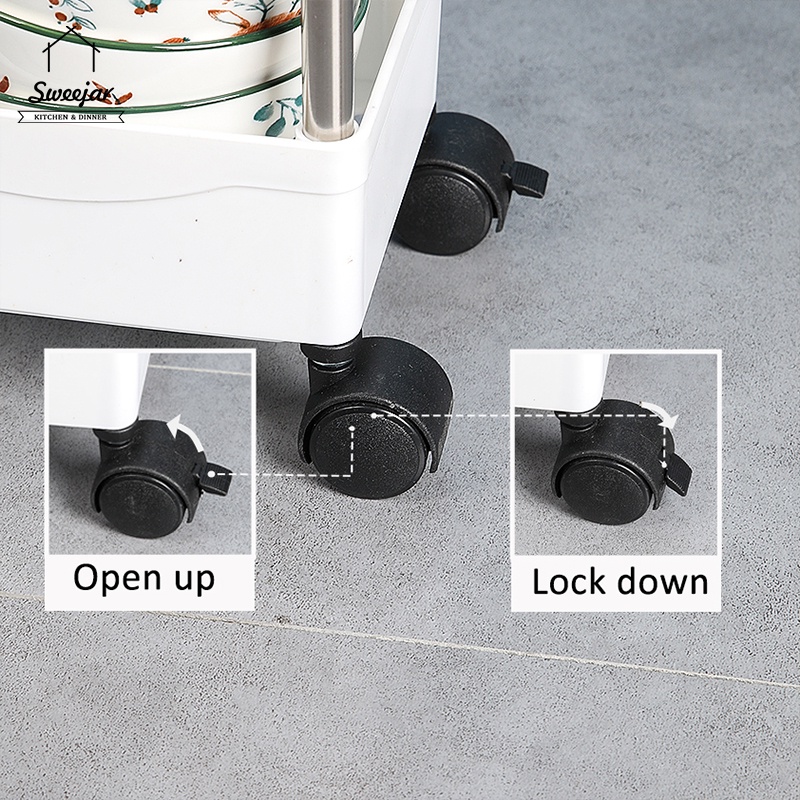 Kệ để đồ SWEEJAR 3 tầng/4 tầng có bánh xe có thể di chuyển tiện dụng cho phòng tắm/nhà bếp