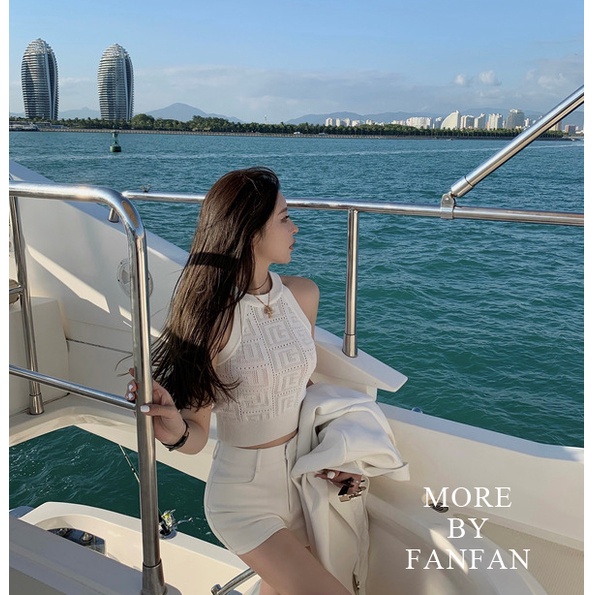 QKOOLE Áo croptop dệt kim màu trơn phong cách Hàn Quốc quyến rũ cho nữ