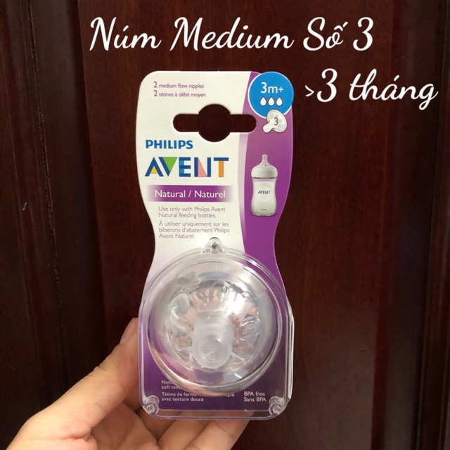 { SALE221 } ❤ [Hàng Mỹ] Núm ti bình sữa Avent Natural số 3 Medium (3 tháng), số 4 Fast (6 tháng) ( Hàng NEW )