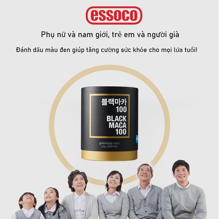 Hộp 60 gói bột Maca đen nguyên chất Essoco Black Maca 100