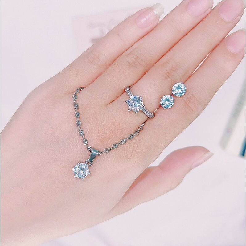 Set bộ vòng hột xoàn titan không đen không gỉ xi bạch kim