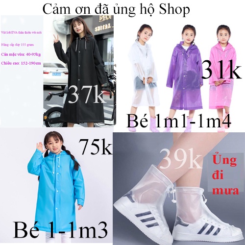 [Combo 2 bộ] Áo mưa 1 người thời trang đi mưa, Chất liệu Eva dày