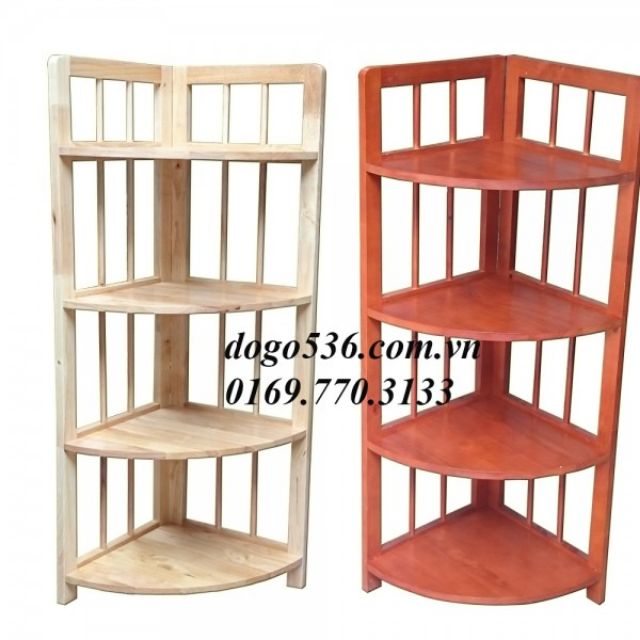 Kệ góc gỗ cao su 4 tầng