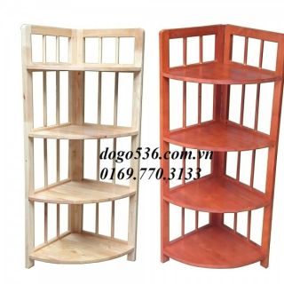 Kệ góc gỗ cao su 4 tầng