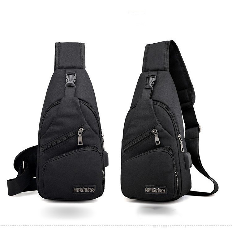Túi đeo chéo túi meijieluc nam nữ có khe cắm sạc tiện lợi phong cách Hàn Quốc ( ghi xám- đen) | BigBuy360 - bigbuy360.vn