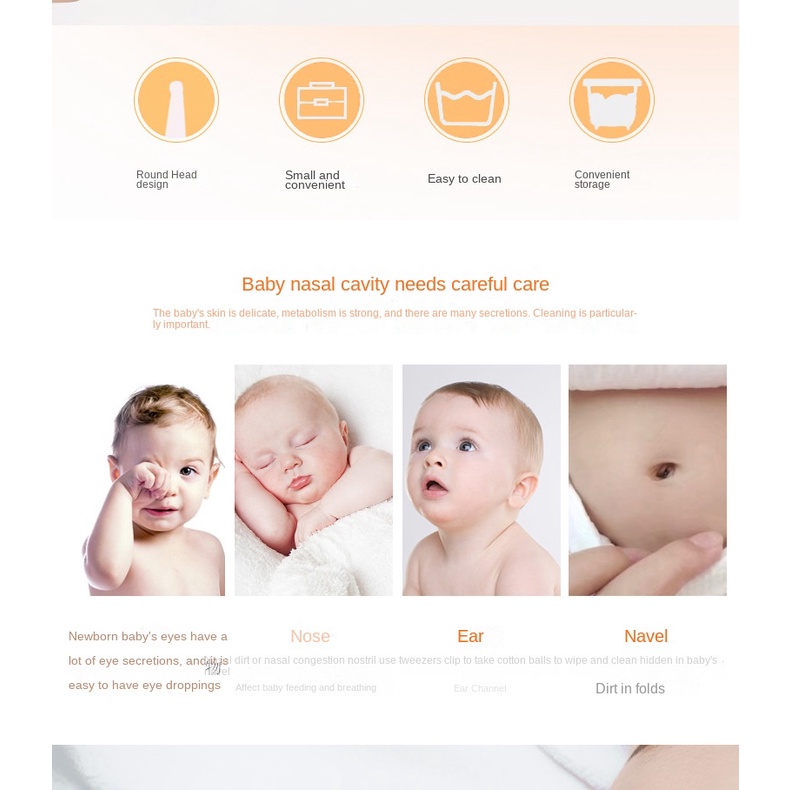 Nhíp Đầu Tròn Phẳng Làm Sạch Kẹp Cho Bé Sơ Sinh