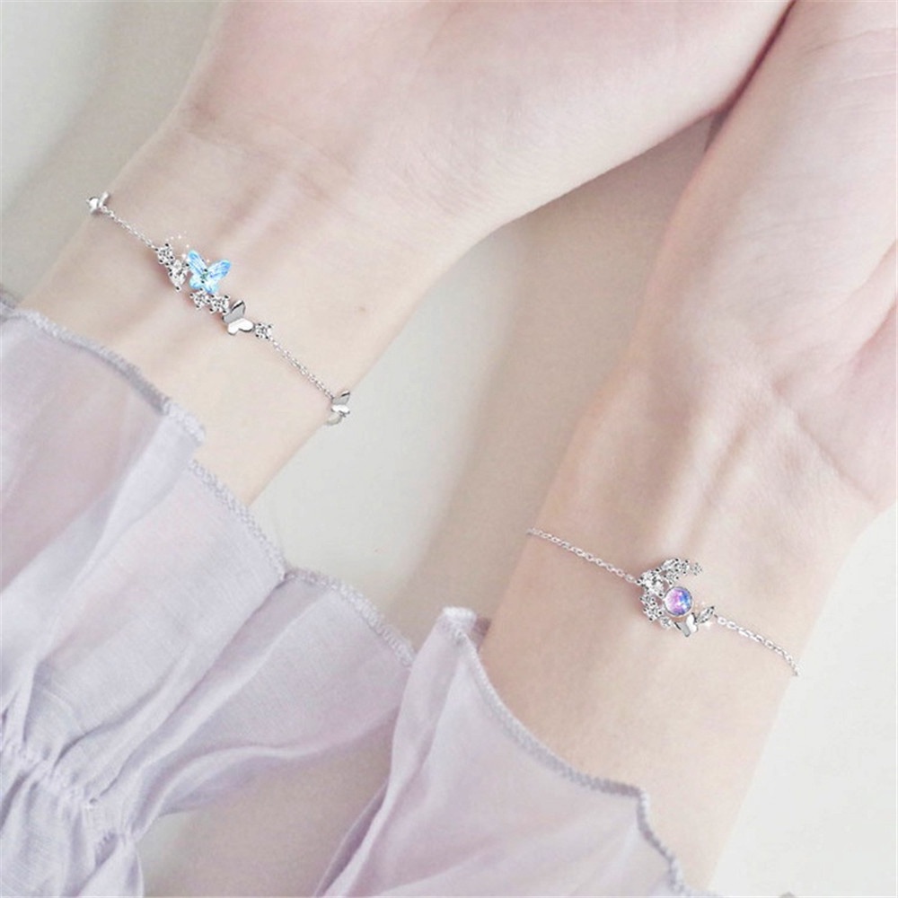 Vòng Tay Đính Đá Hình Bướm/Mặt Trăng/Hoa Hồng Xinh Xắn Thời Trang