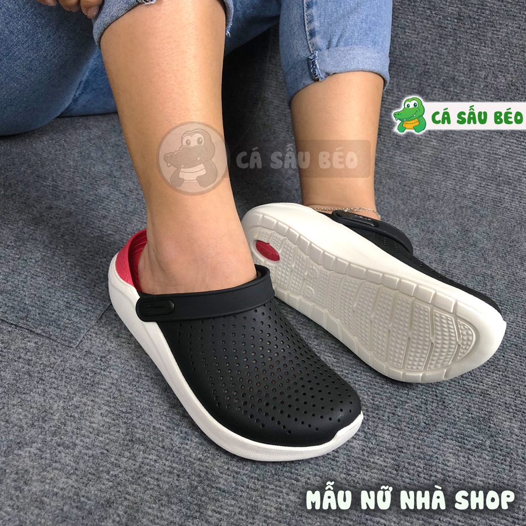 Dép Cross Literide Nam Nữ màu ĐEN - đế Đỏ, Hàng loại 1 full tag, full box hãng