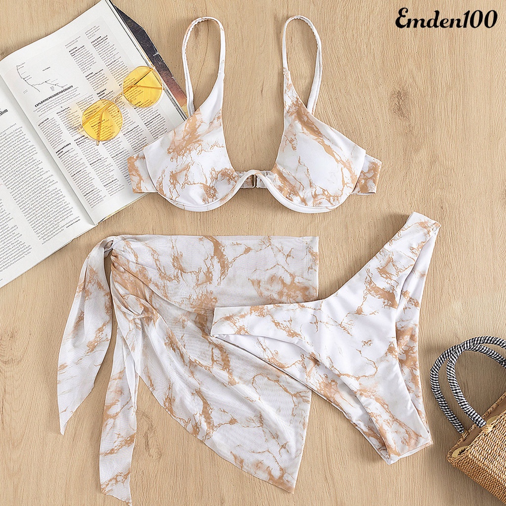 Bộ Đồ Bơi 3 Mảnh Hở Lưng Quyến Rũ Cho Nữ