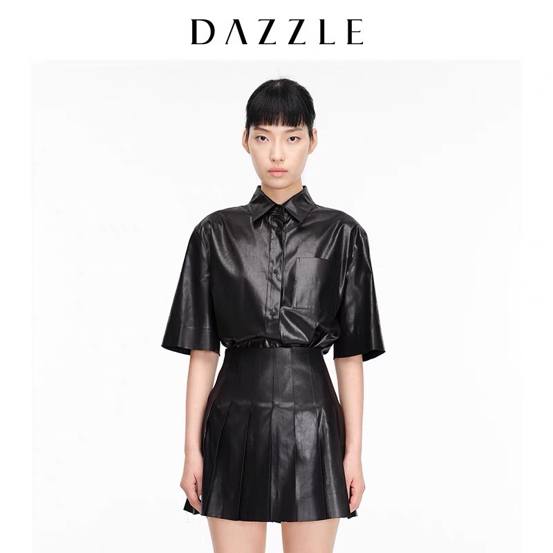 Chân váy da lộn đen Dazzle