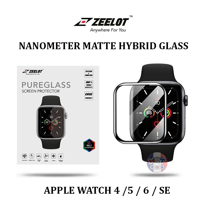 Miếng dán cường lực dẻo ZEELOT Nanometer Matte Hybrid Glass Apple Watch 4 / 5 / 6 / SE 40mm / 44mm chống vân tay