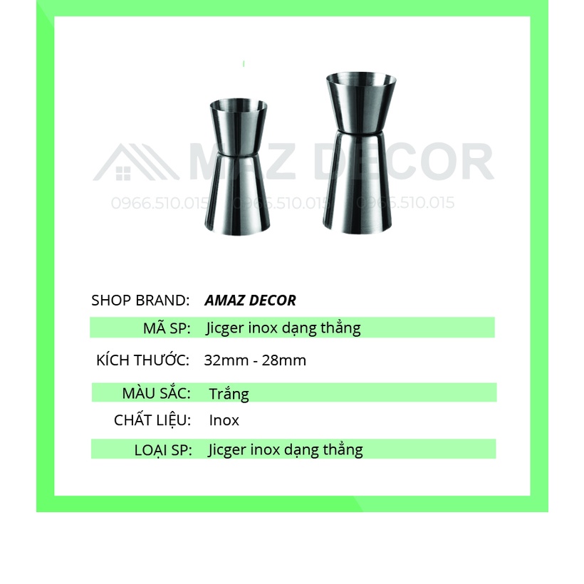 Giá Sỉ Ca ly đong định lượng 2 đầu inox Jigger cocktail & wine bar - Zigger inox zic 2 đầu