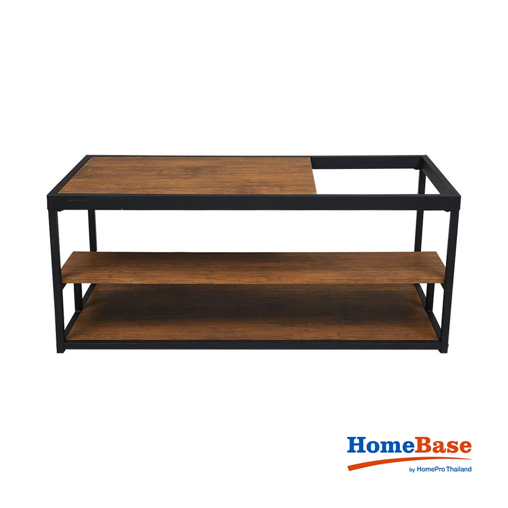 HomeBase FURDINI Bàn cà phê bằng gỗ MDF hung thép có nhiều ngăn đựng đồ W110xH45xD50cm màu cổ điển