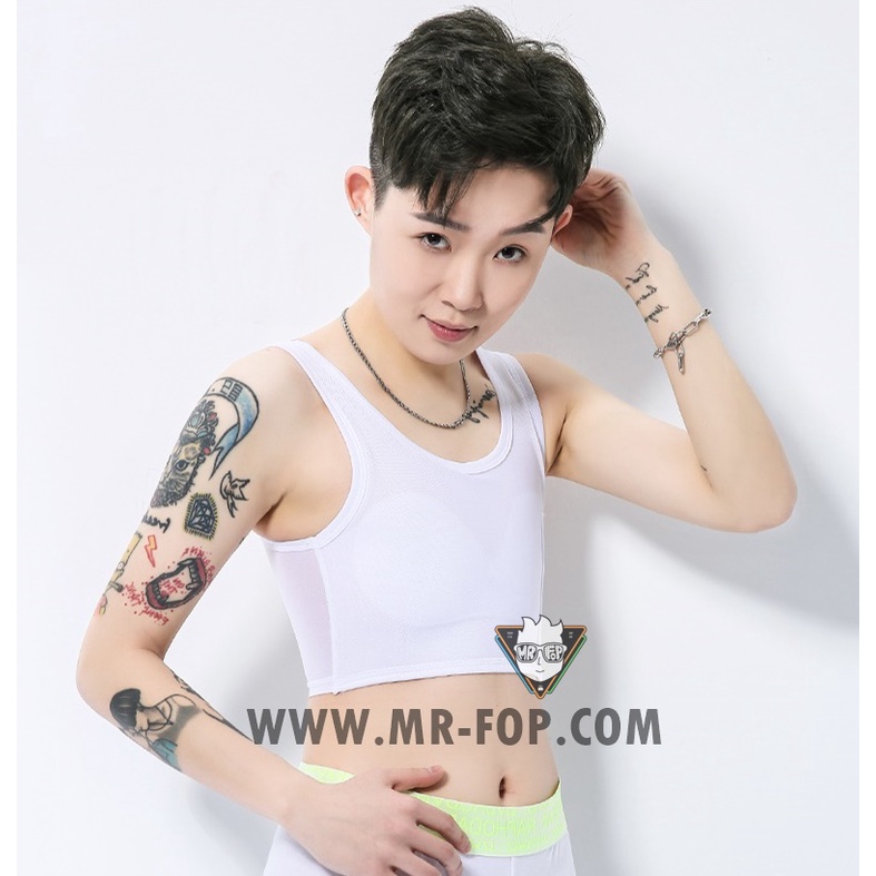 Áo nịt vải lưới siêu mát mùa hè móc gài hông không gen, viền nhỏ (A5) Tomboy Transguy
