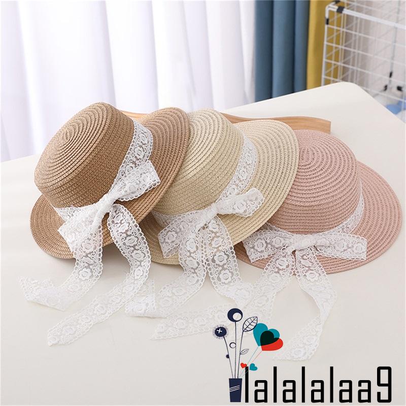 Nón Cói Rộng Vành Thêu Hoa Phối Ren Xinh Xắn Dành Cho Bé Gái