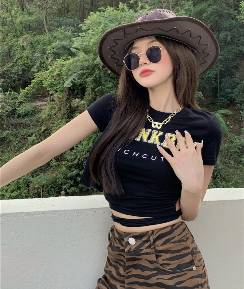 Summer fashion sexy strappy short top women t-shirt