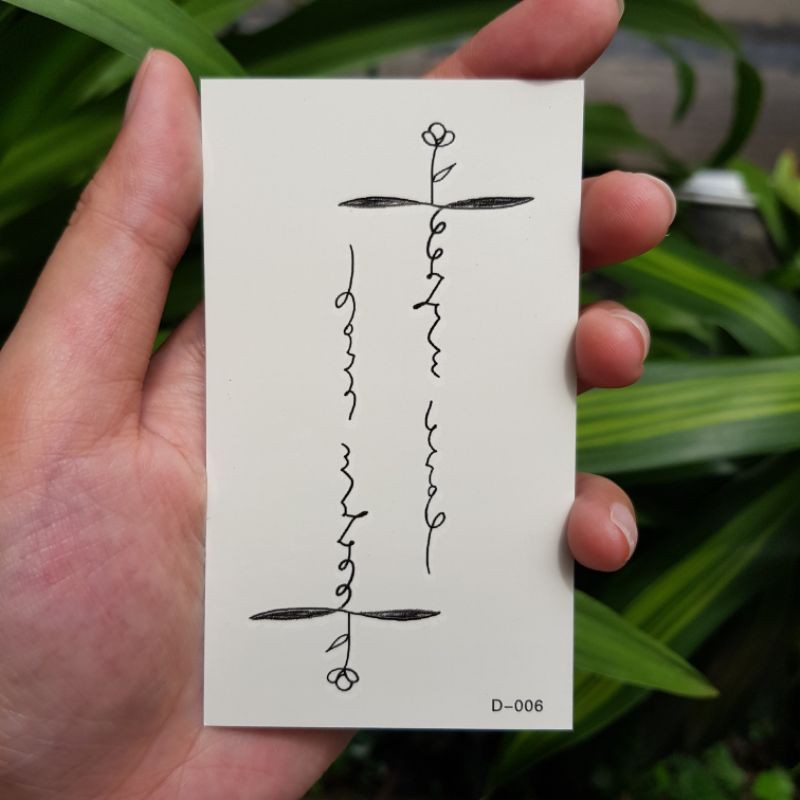 Hình xăm dán tạm thời họa tiết hoa tạo dáng chữ thập d06. Tatoo mini sticker, size &lt;10x6cm