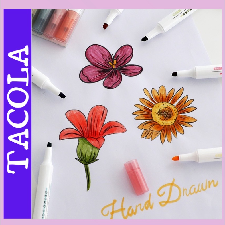 Bút dạ quang 6 màu highlight pastel TACOLA, bút đánh dấu nhớ dòng cute nhiều màu marker dễ thương BD01