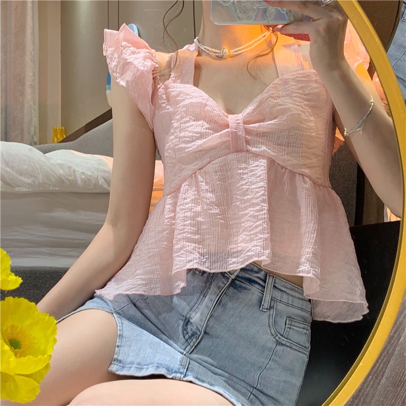 Áo Trễ Vai Tay Ngắn Phong Cách Pháp Thời Trang Quyến Rũ Cho Nữ