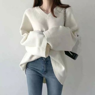 Áo len cổ V Hàn Quốc form rộng